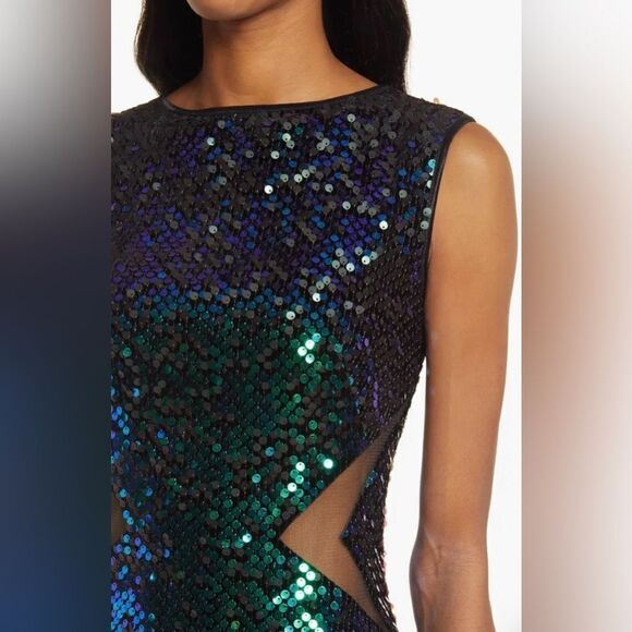 SHO By Tadashi Shoji Multicolor Sequin Cutout Body Con Dress Size XS NWT - Picture 4 of 10